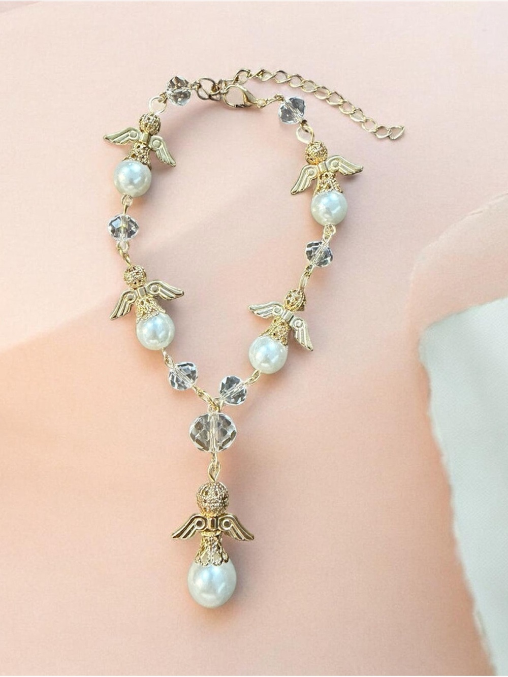 Adjustable Gold Angel Bracelet Memorial, Religious, Spiritual